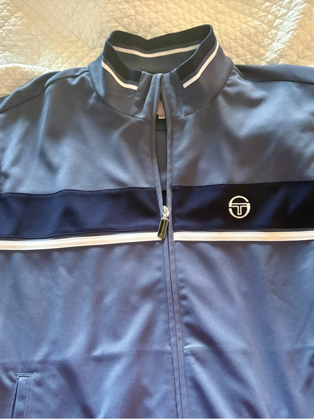 NWOT Sergio Tacchini Maritime Blue and Navy Track Suit with White Trim
